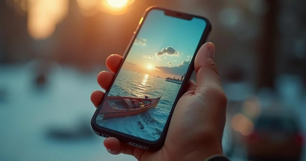 Tela de smartphone mostrando funil de vendas com ícones do Instagram e etapas de conteúdo